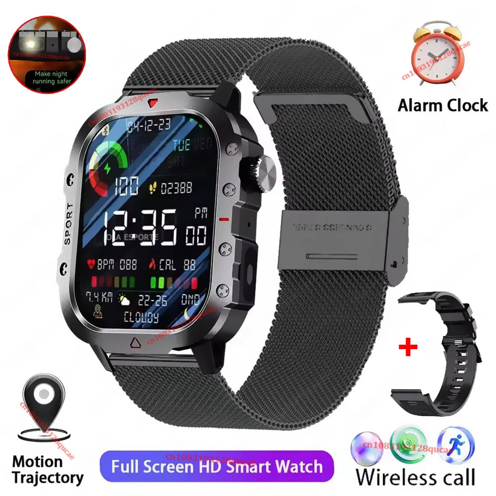 Reloj inteligente militar para hombre, modelo 2026, IP67, 3ATM, para deportes al aire libre, monitor de actividad física, control de presión arterial, llamadas Bluetooth, GPS.