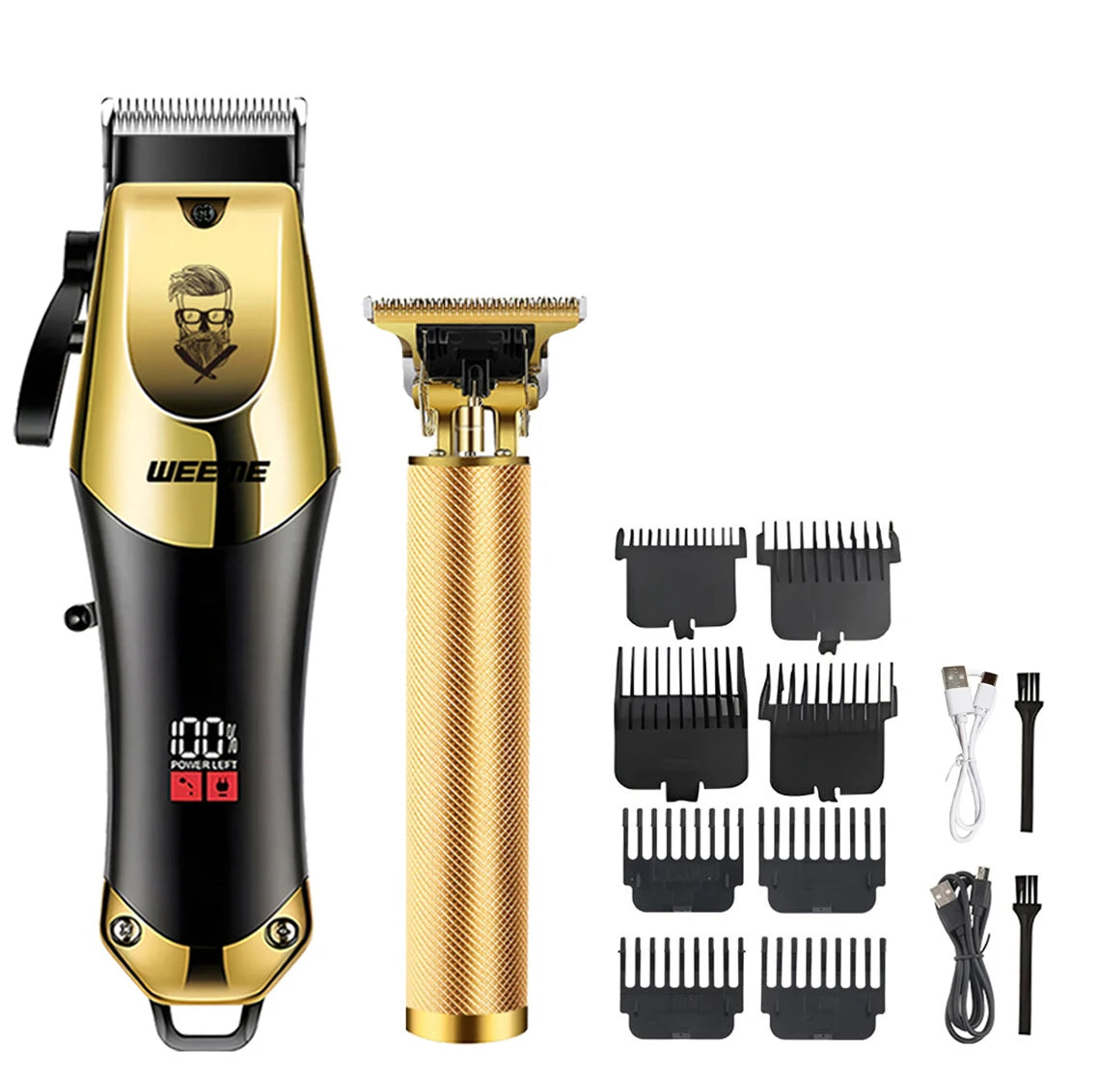 Cortapelos eléctrico vintage T9 para hombre, recortador de barba/máquina de cortar el pelo recargable con kit recortador de vello nasal, regalo para novio.