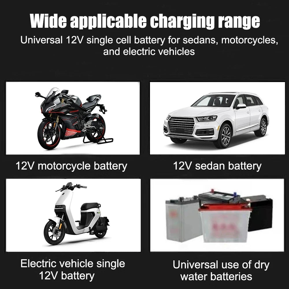 Cargador de batería para coche 12V 2A 220V Power Puls, cargador de reparación para baterías de plomo-ácido húmedas y secas, pantalla LED, cargador de batería para moto y camión.