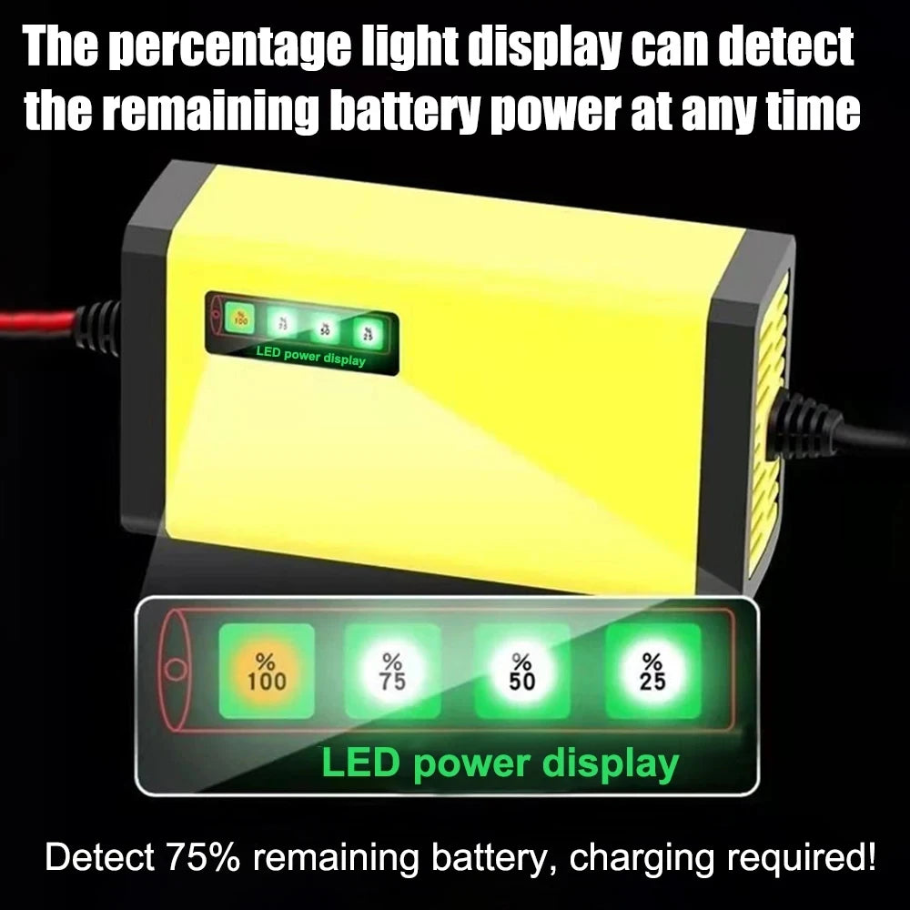 Cargador de batería para coche 12V 2A 220V Power Puls, cargador de reparación para baterías de plomo-ácido húmedas y secas, pantalla LED, cargador de batería para moto y camión.