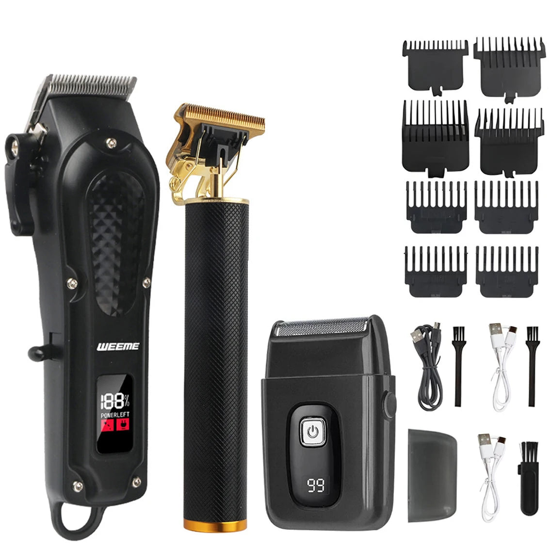 Cortapelos eléctrico vintage T9 para hombre, recortador de barba/máquina de cortar el pelo recargable con kit recortador de vello nasal, regalo para novio.