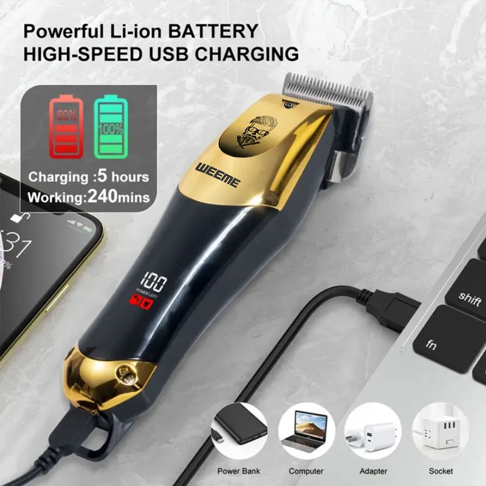 Cortapelos eléctrico vintage T9 para hombre, recortador de barba/máquina de cortar el pelo recargable con kit recortador de vello nasal, regalo para novio.