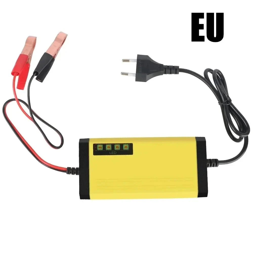 Cargador de batería para coche 12V 2A 220V Power Puls, cargador de reparación para baterías de plomo-ácido húmedas y secas, pantalla LED, cargador de batería para moto y camión.