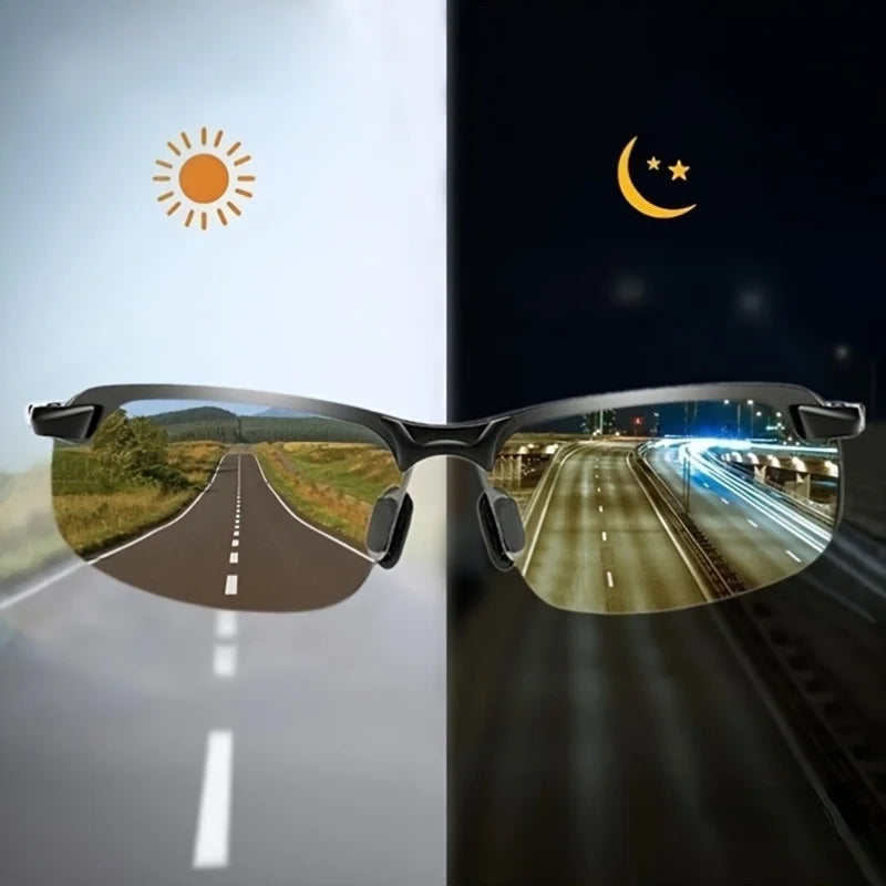 Gafas de moda polarizadas con funciones visuales diurnas y nocturnas, resistentes a los arañazos y con protección UV.
