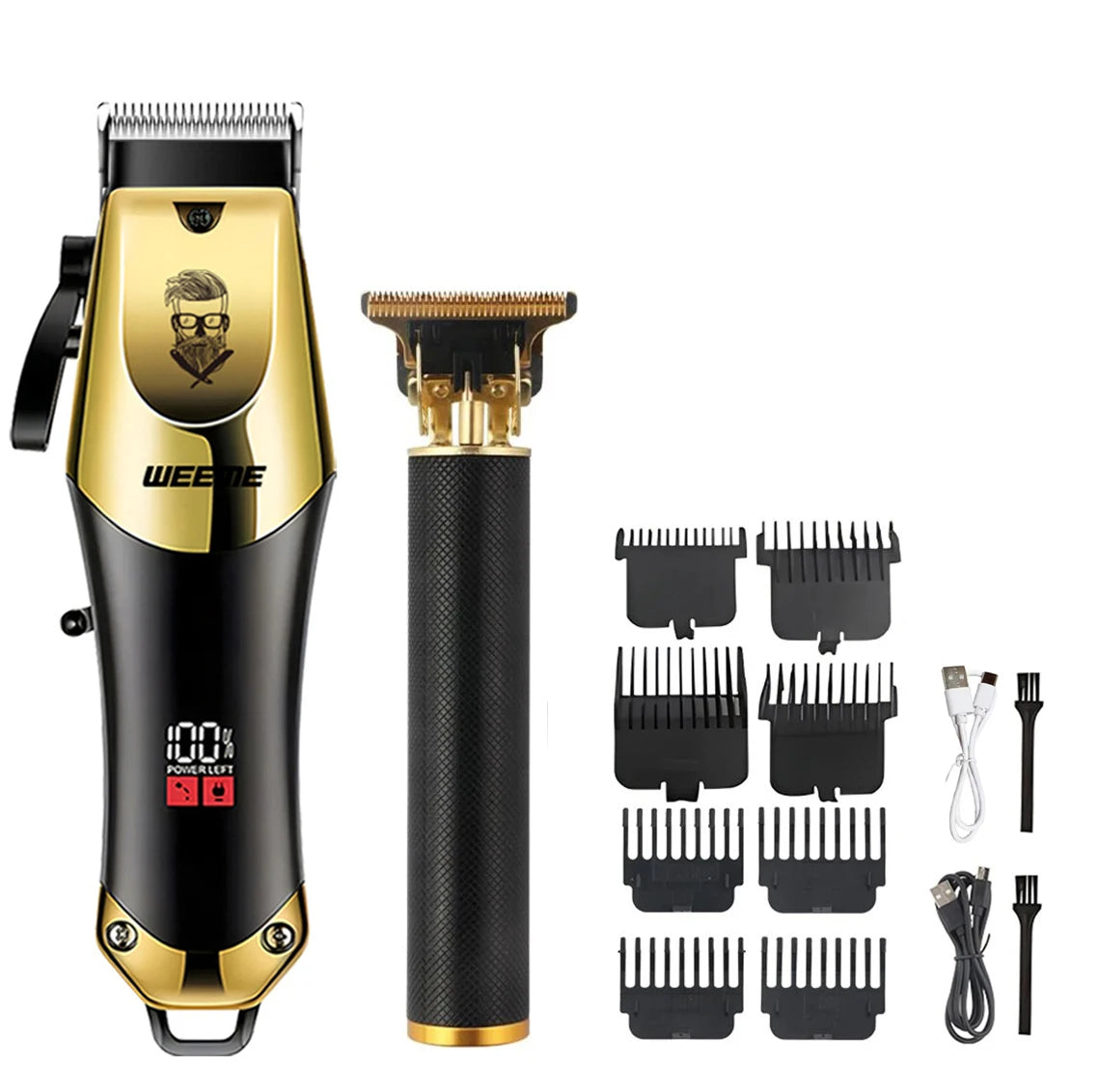 Cortapelos eléctrico vintage T9 para hombre, recortador de barba/máquina de cortar el pelo recargable con kit recortador de vello nasal, regalo para novio.