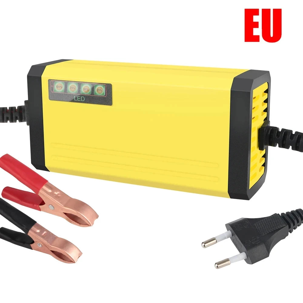 Cargador de batería para coche 12V 2A 220V Power Puls, cargador de reparación para baterías de plomo-ácido húmedas y secas, pantalla LED, cargador de batería para moto y camión.