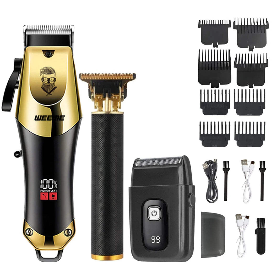 Cortapelos eléctrico vintage T9 para hombre, recortador de barba/máquina de cortar el pelo recargable con kit recortador de vello nasal, regalo para novio.