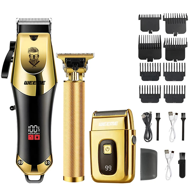 Cortapelos eléctrico vintage T9 para hombre, recortador de barba/máquina de cortar el pelo recargable con kit recortador de vello nasal, regalo para novio.