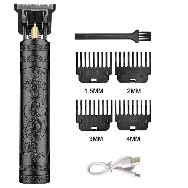 Cortapelos eléctrico vintage T9 para hombre, recortador de barba/máquina de cortar el pelo recargable con kit recortador de vello nasal, regalo para novio.