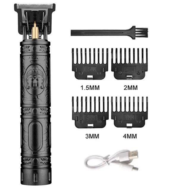 Cortapelos eléctrico vintage T9 para hombre, recortador de barba/máquina de cortar el pelo recargable con kit recortador de vello nasal, regalo para novio.